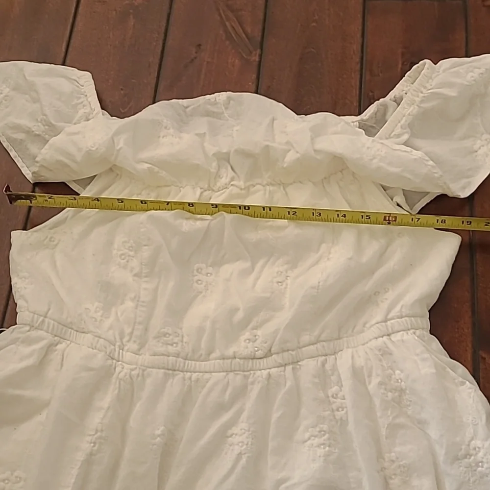 Torrid White Ruffled Off Shoulder Embroidered Dress Size 1 (1x) *NO WAIST TIE*